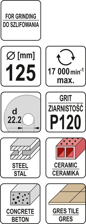 Universāls slīpēšanas disks | elastīgs | P120/125 mm (YT-83266) - Image 4
