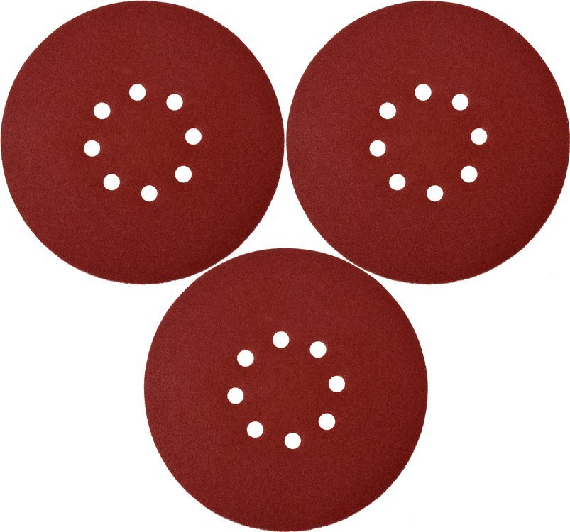 Slīpēšanas papīrs {velcro) apaļš | ar caurumiem | 180mm / P60 | 3 gab. (YT-83461)