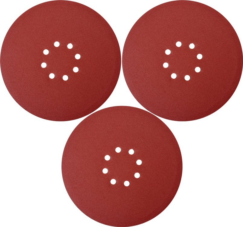 Slīpēšanas papīrs {velcro) apaļš | ar caurumiem | 225mm / P60 | 3 gab. (YT-83471)