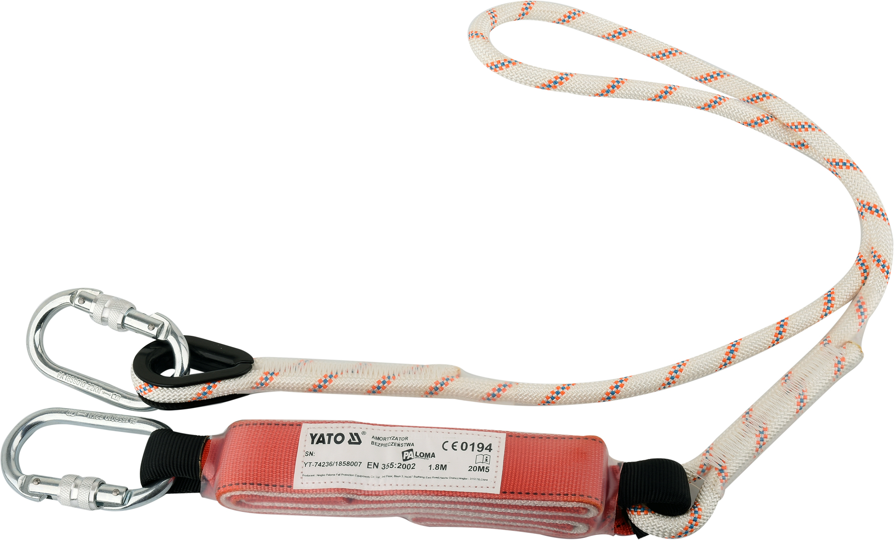 Amortizators ar virvi/auklu | 2 karabīnes | 1,5 m (YT-74236)