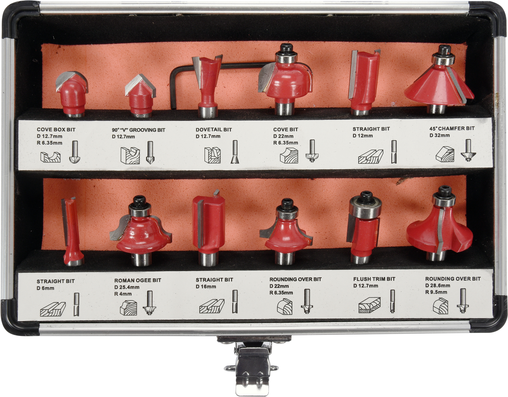 Koka frēzes uzgaļu komplekts | 12 gab. (YT-68005)