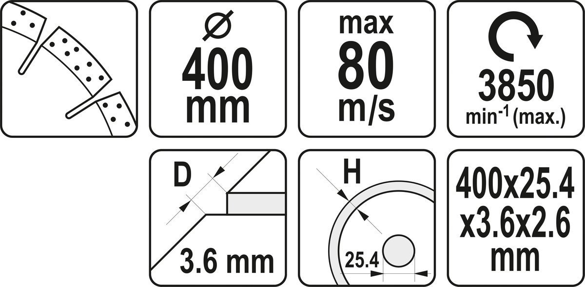 Dimanta segmentu griešanas disks | 400 x 25,4 mm (YT-60004) - Image 5