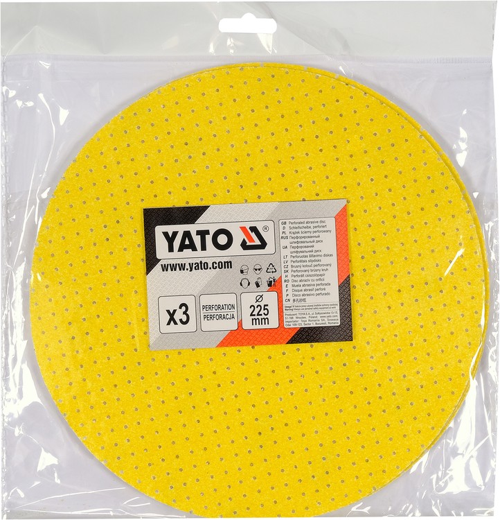 Perforēts slīpēšanas disks ar Velcro | P80 | 225 mm | 3 gab. (YT-846013) - Image 4