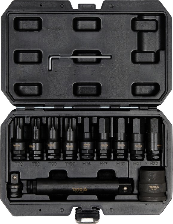 Trieciena uzgaļu komplekts | 20 mm (3/4 collas) | HEX/TORX (YT-10655)