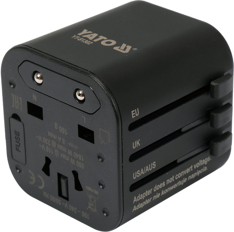 Ceļojumu adapteris | universāls | vairāk nekā 150 valstīs (YT-81302)