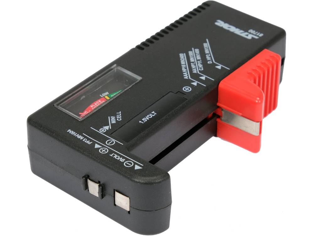 Testeris visu veidu akumulatoriem ar nominālo spriegumu 1,5V un 9V. (81700)