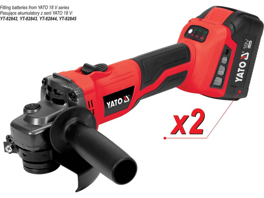 Akumulatora leņķa slīpmašīna 4Ahx2 | mīkstais starts | 18V | 125 mm (YT-828295)