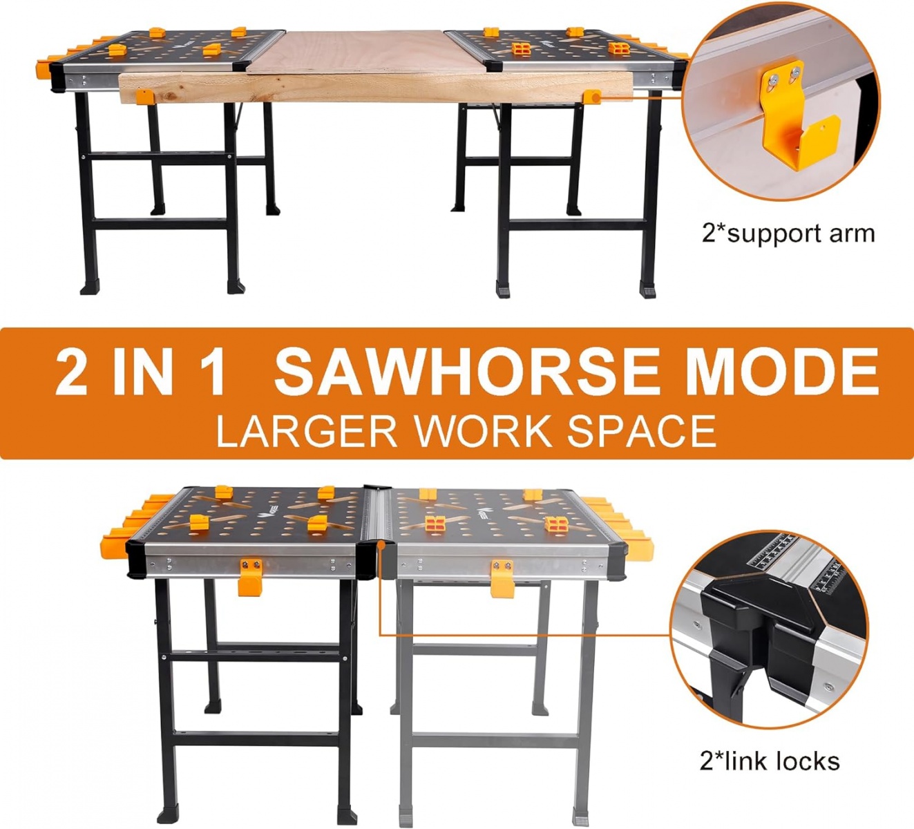 Pārnēsājams darbgalds ar kastēm, savienotājiem un F tipa skavām (WB33C) - Image 19