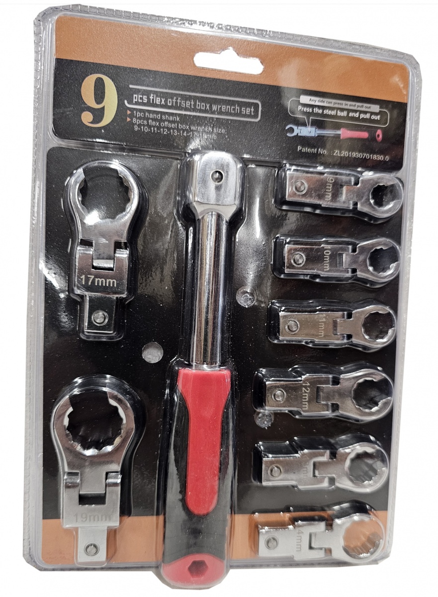 9 gab Flex galvas uzliesmojuma uzgriežņu atslēgu komplekts (FNW9S)