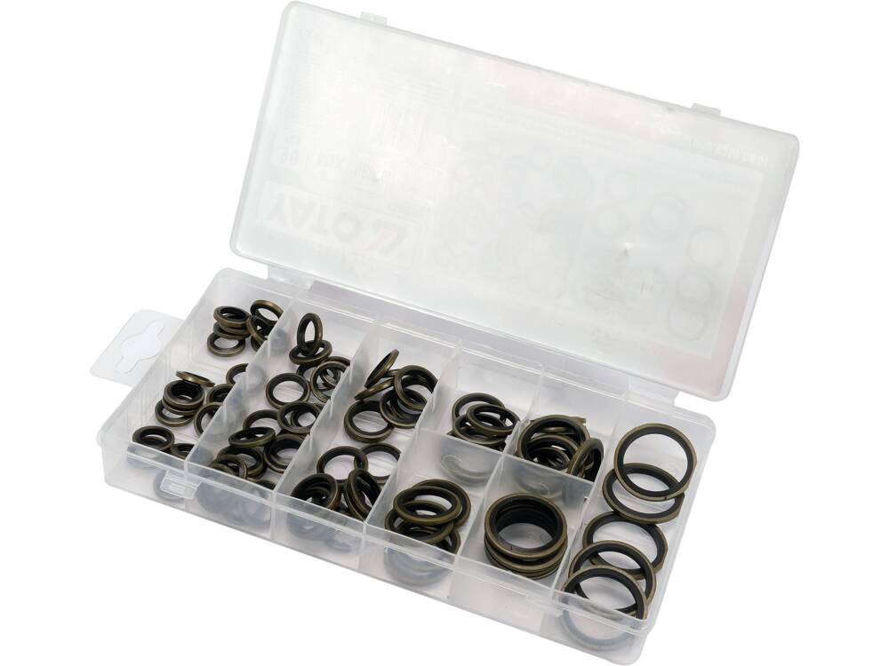 Blīvgredzenu sortiments | metāls / gumija NBR 70 | 90 gab. (YT-068581)