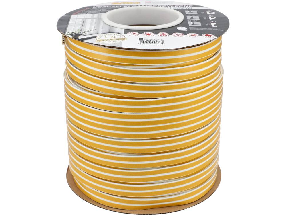 Līmlente logiem, durvīm 150m, E-profils, balta (76755)