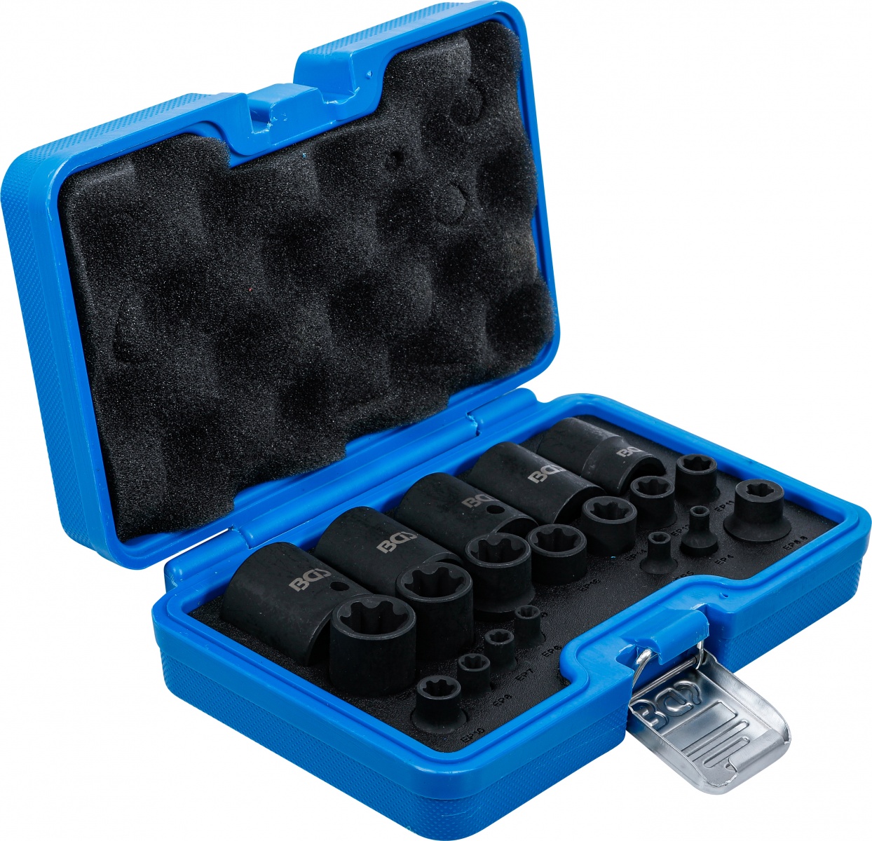 Trieciena kontaktligzdu komplekts | E-Type Plus | 6,3 mm (1/4″), 10 mm (3/8″), 12,5 mm (1/2″) piedziņa | EP4 – EP32 | 19 gab. (74554)