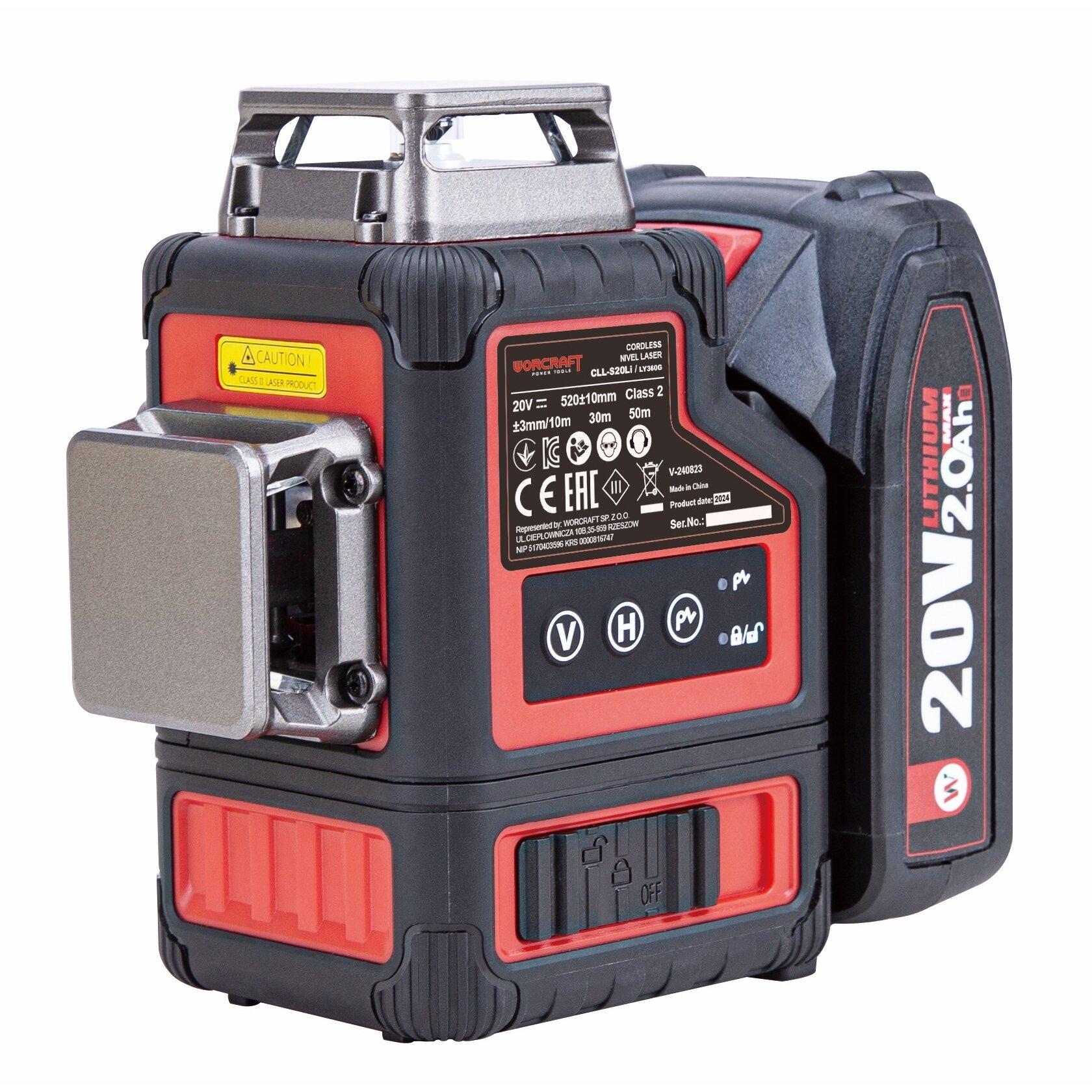 LI-ON Cross lāzera līmenis 3x3D ar zaļo staru komplektu 2.0Ah XCUBE box