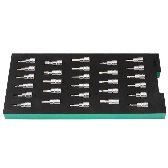 Paplāte. 3/8” bitu kontaktligzdu komplekts 28gab (pl./PH/PZ/HEX/torx)