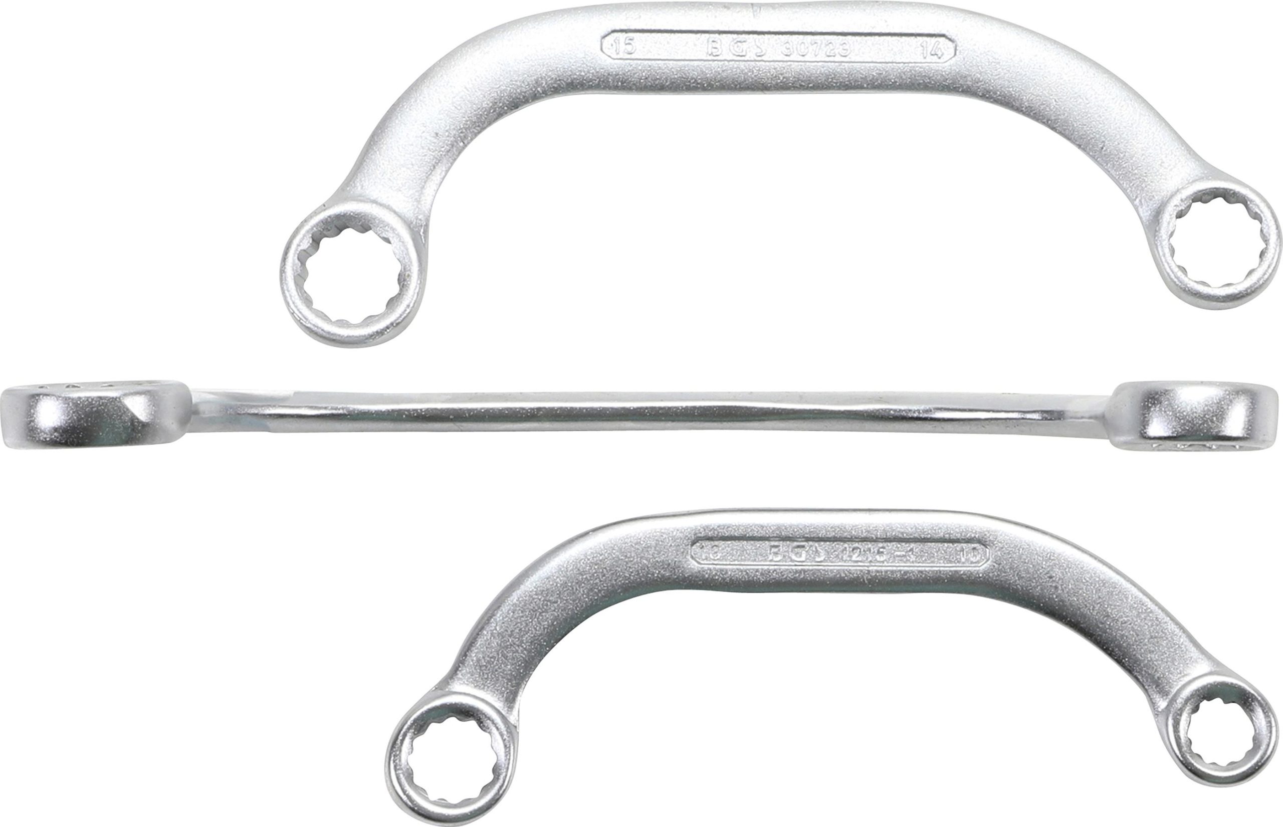 Gredzenveida uzgriežņu atslēgu komplekts C pusmēness forma | 10×13 – 17×19 mm | 3 gab. (1215)