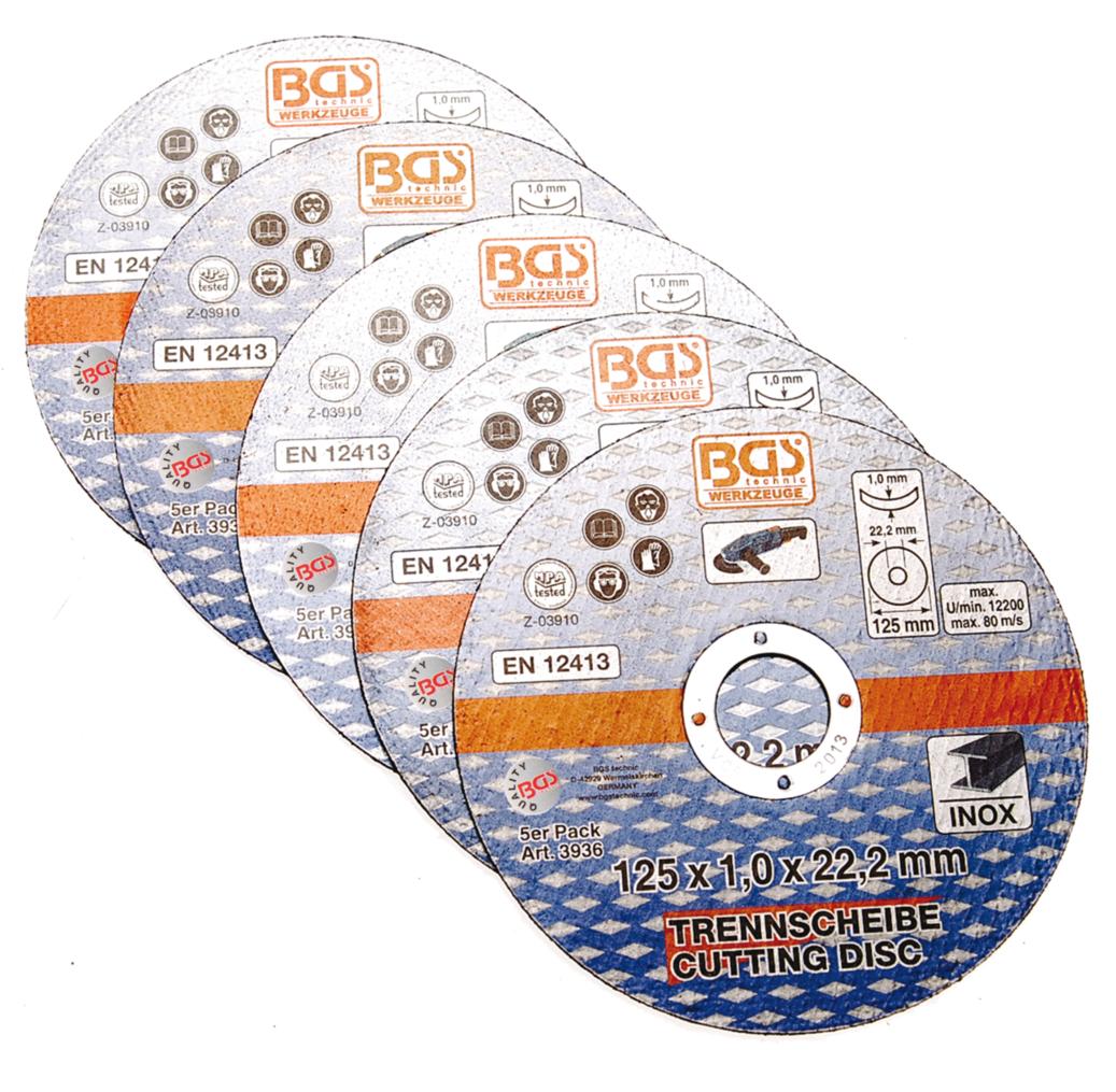 Griešanas diski nerūsējošajam tēraudam | Ø 125 x 1,0 x 22,2 mm | 5 gab. (3936)