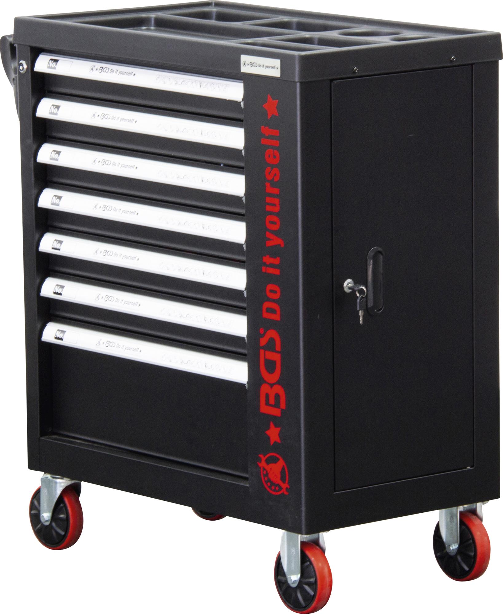 Instrumentu skapis uz riteņiem | 7 atvilktnes | 1 sānu durvis | tukšs (6058-1) - Image 8