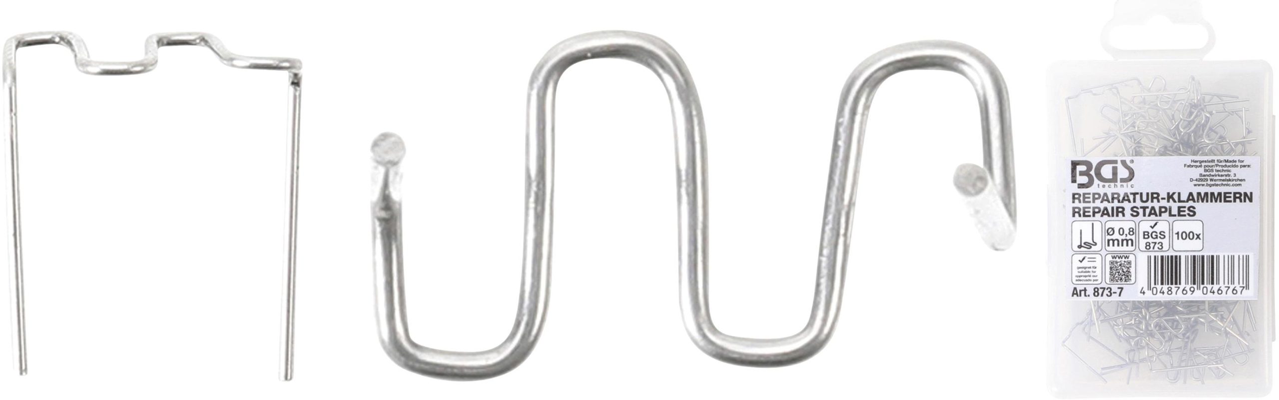 Remontēt skavas | W veida | Ø 0,8 mm | 100 gab. (873-7)