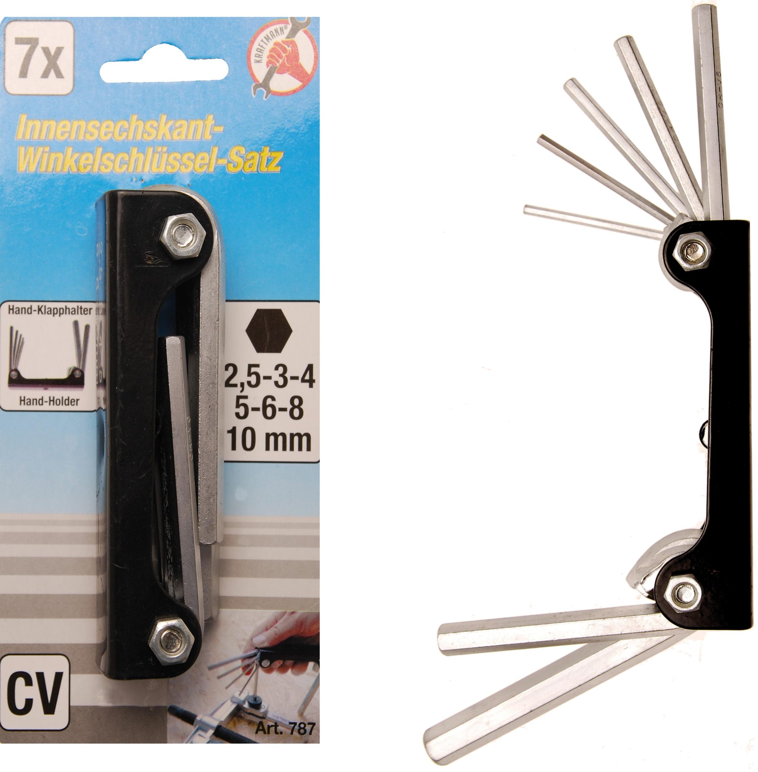 Saliekamais L veida uzgriežņu atslēgu komplekts | Iekšējais sešstūris 2,5-10 mm | 7 gab. (787)