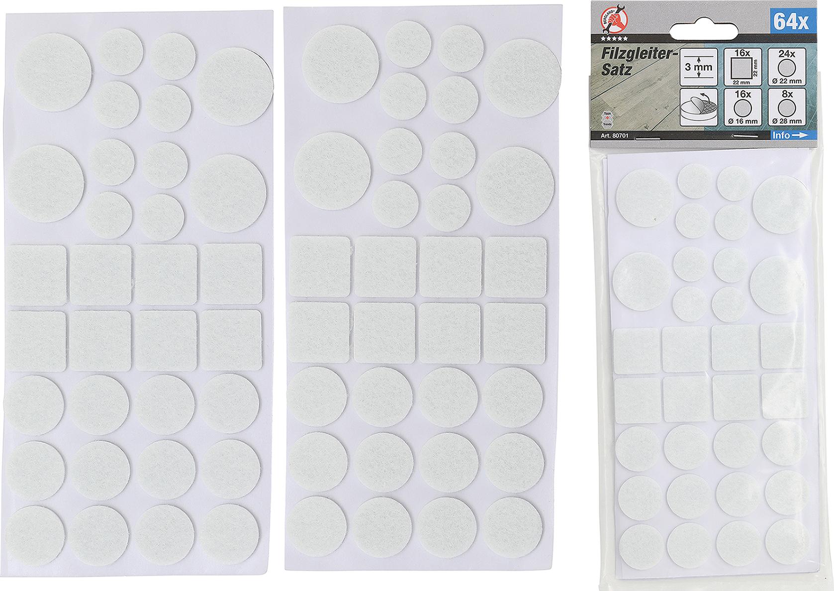 Filca paliktņu komplekts | balts | 64 gab. (80701)