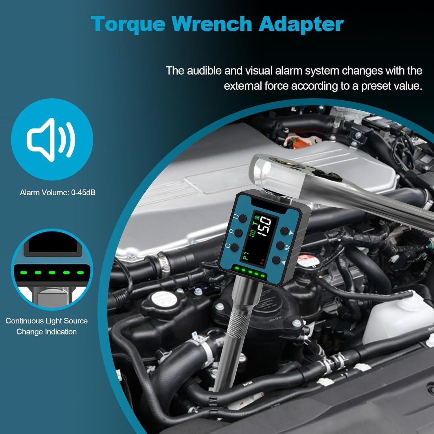 1/2" Dr. Digitālais griezes momenta atslēgas adapteris 6-200Nm - Image 5